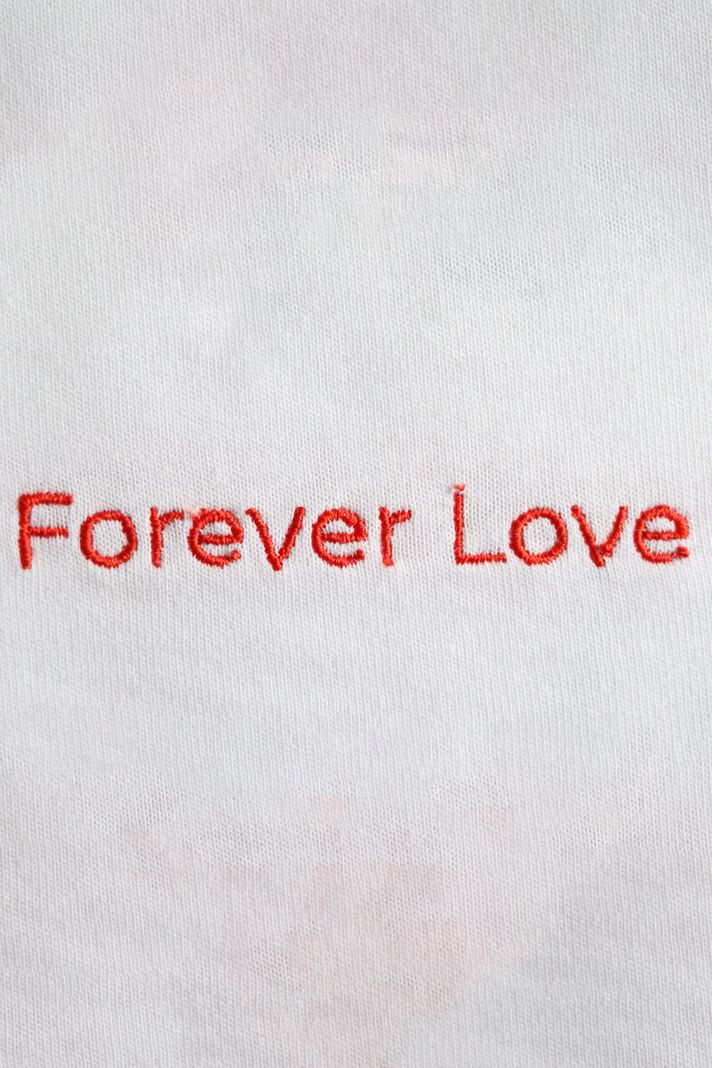 Forever Love Desenli Nakış Tişört - Sevgililer Günü Çift Tişörtleri