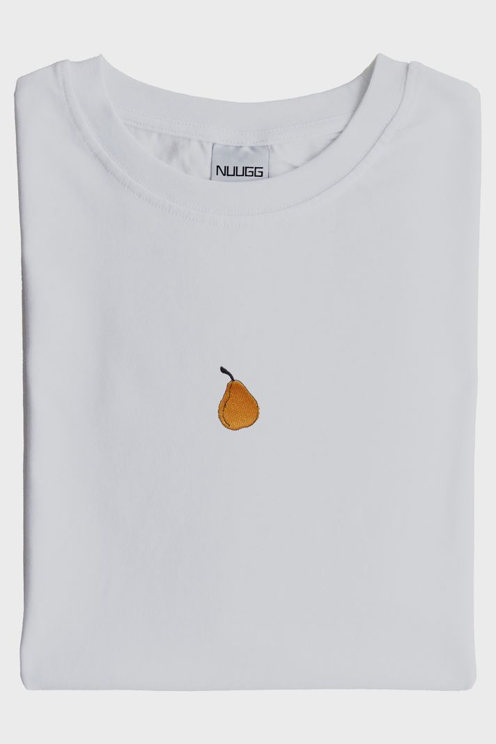 Armut Desenli Nakış Beyaz Tişört