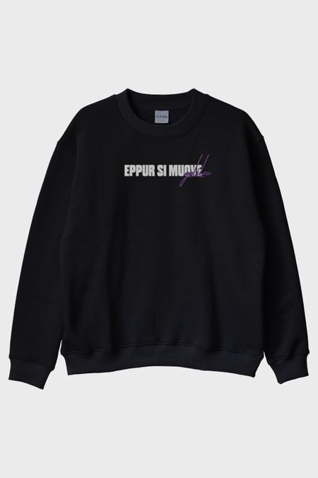Eppur Si Muove Siyah Bisiklet Yaka Sweatshirt