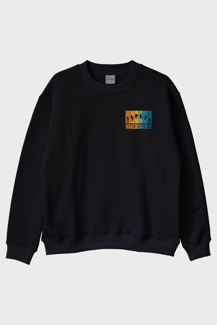 Wakeboarder Siyah Bisiklet Yaka Sweatshirt