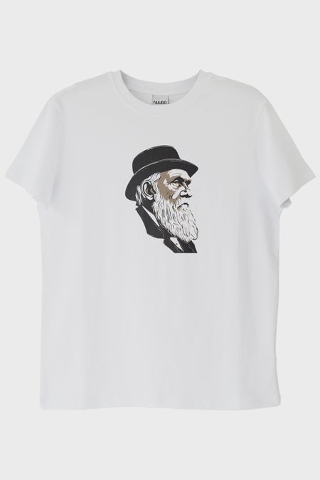 Darvin Portre Baskılı Tasarım Beyaz Tişört