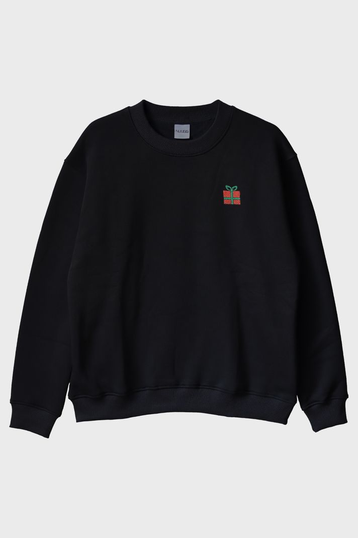 Yeni Yıl Sürprizi Siyah Bisiklet Yaka Sweatshirt