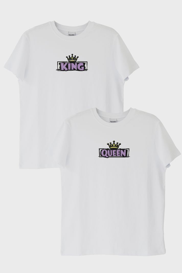 Queen King Çift Beyaz Tişörtleri