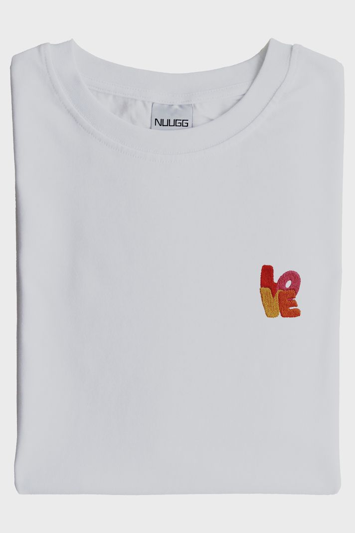 LO-VE Desenli Nakış Tişört - Sevgililer Günü Tasarımı