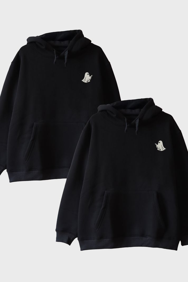 Hayalet Silüeti Siyah Hoodie