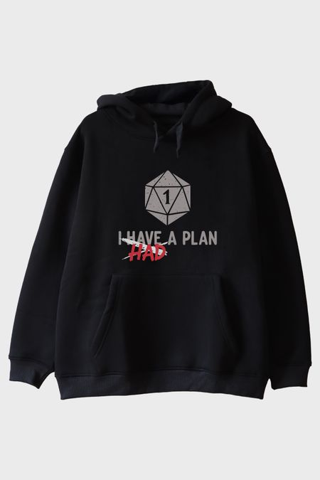 Komik Zar Temalı I Had a Plan Mizahi Siyah Hoodie
