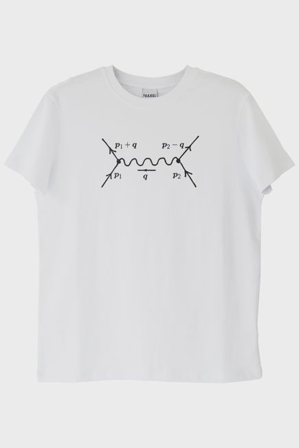 Feynman Diyagramı Baskılı Bilim Temalı Beyaz Tişört