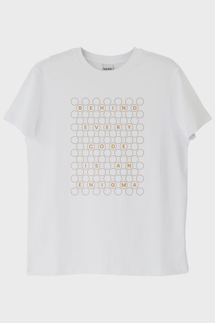 Behind Every Code is an Enigma Baskılı Beyaz Tişört