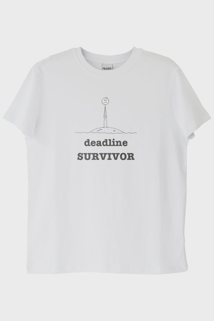 Deadline Survivor Beyaz Tişört ön görsel