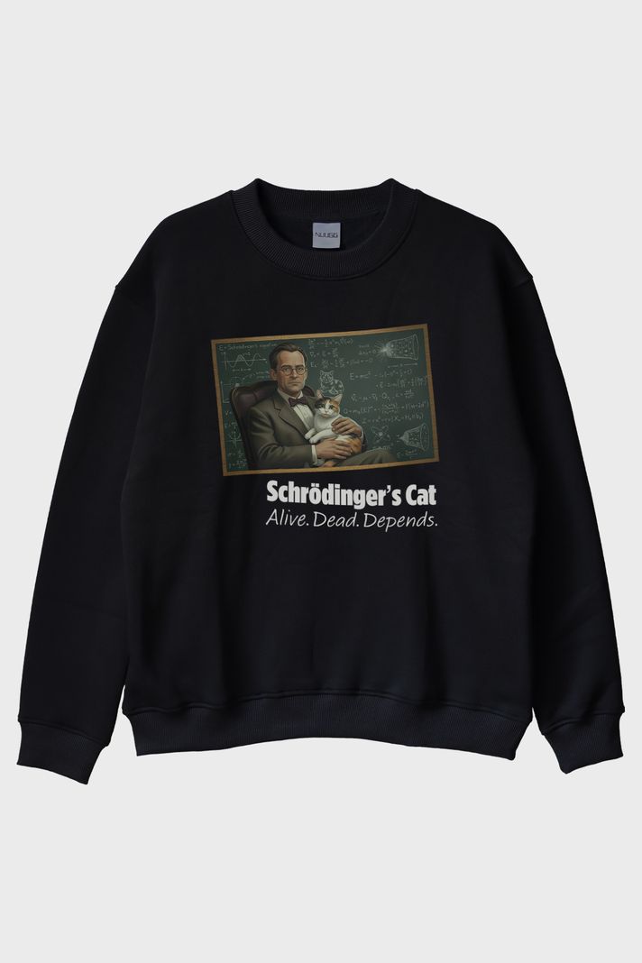 Schrödinger'in Kedisi Siyah Bisiklet Yaka Sweatshirt