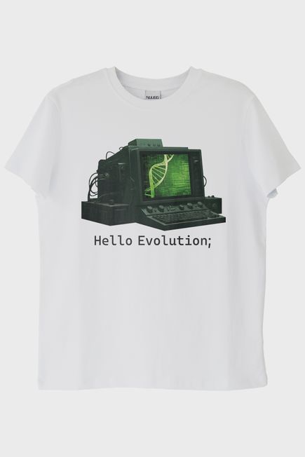 Hello Evolution Beyaz Tişört