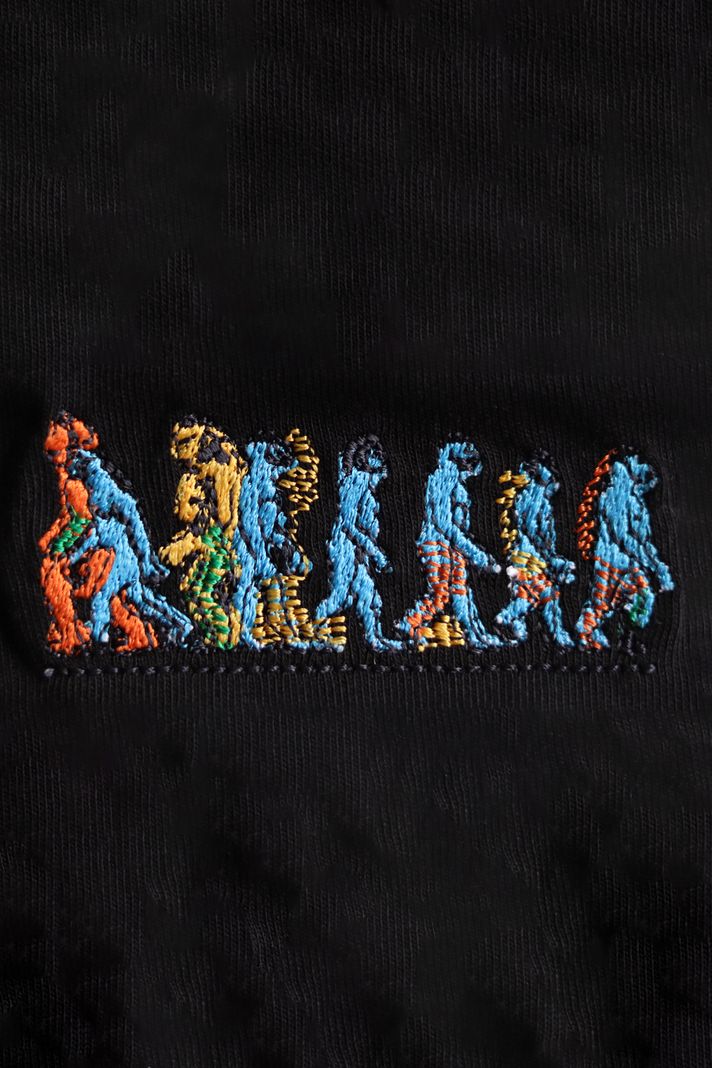 Evrim Desenli Nakışlı Siyah T-Shirt