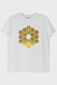 James Webb Altıgen Tasarımlı Baskılı Beyaz Tişört