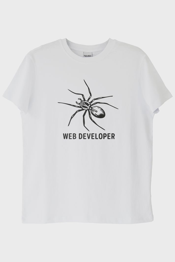 Web Developer Baskılı Beyaz Tişört