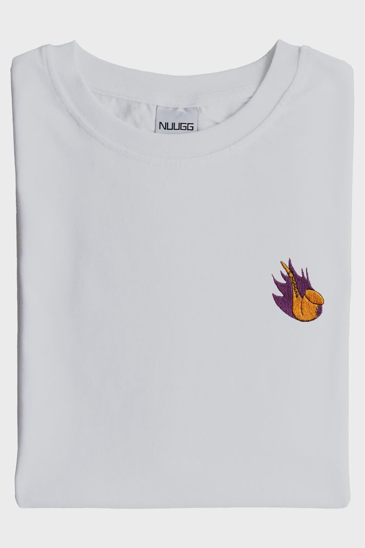 Mor Alevli Saksafon Nakışlı Müzik T-Shirt