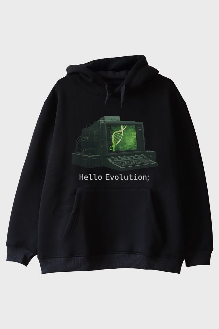 Hello Evolution Siyah Hoodie