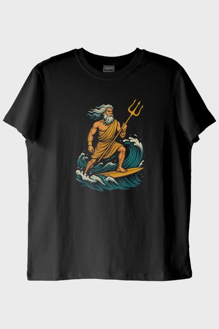 Deniz Tanrısı Poseidon Siyah Tişört