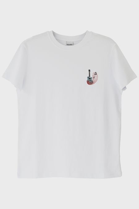 Gitar Notalı Nakış Müzik T-Shirt