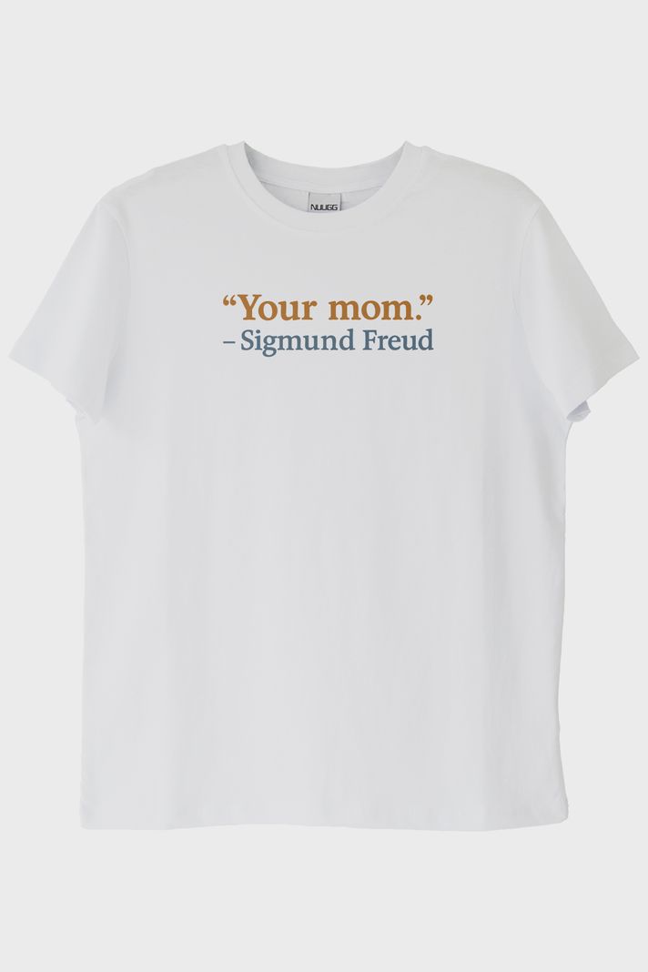 Your Mom Mizahi Baskılı Beyaz Tişört