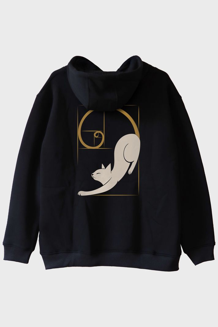 Organik Mükemmellik Kedi Siyah Hoodie