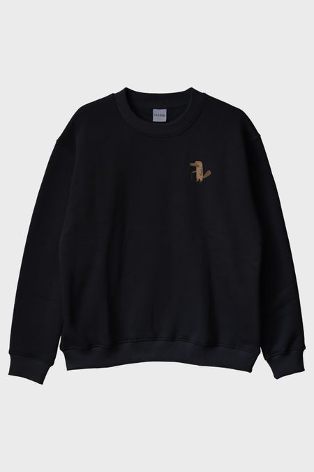Yaşlı Ornitorenk Siyah Bisiklet Yaka Sweatshirt