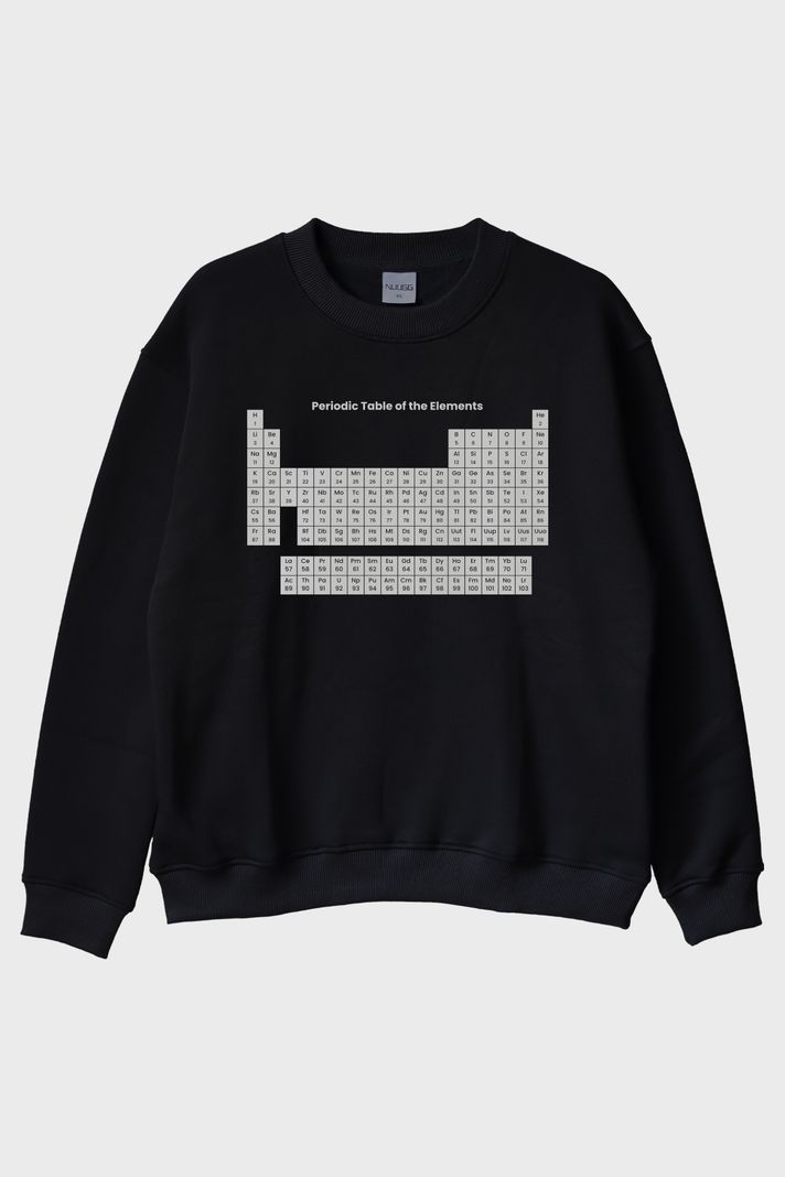 Periodic Table of the Elements Baskılı Siyah Bisiklet Yaka Sweatshirt