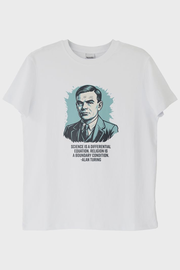 Science is a Differential Equation Alan Turing Baskılı Beyaz Tişört