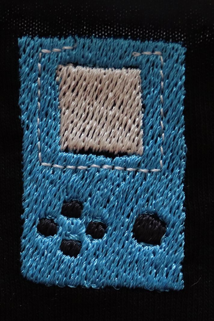 Mavi El Atarisi Desenli Nakış Bisiklet Yaka Sweatshirt