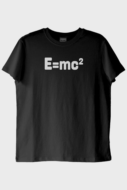 E=mc² Baskılı Bilimsel Tasarım Siyah Tişört