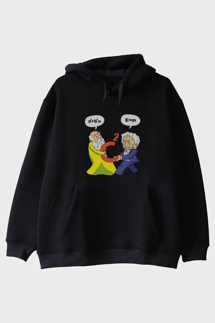 Einstein Pisagor Siyah Hoodie