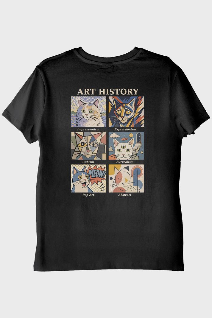 Feline Art History Siyah Tişört