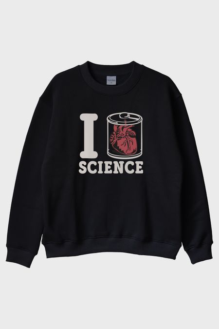 I Love SCIENCE Anatomik Kalpli Baskılı Bisiklet Yaka Sweatshirt