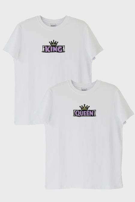 Queen King Çift Beyaz Tişörtleri