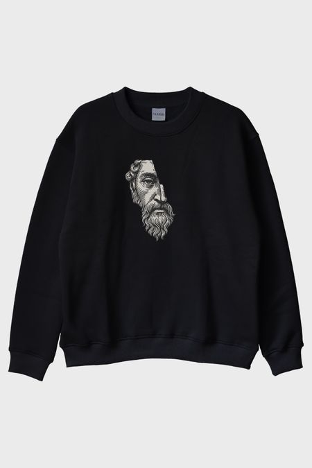 Marcus Aurelius Tasarımlı Bisiklet Yaka Sweatshirt