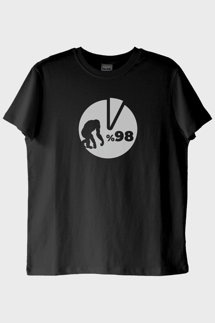 Yüzde 98 Baskılı Evrim Temalı Siyah Tişört