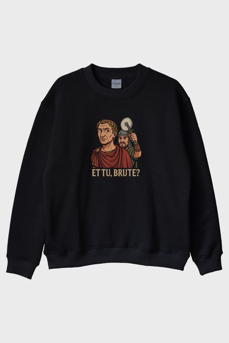 Roma Usulü İhanet Siyah Bisiklet Yaka Sweatshirt