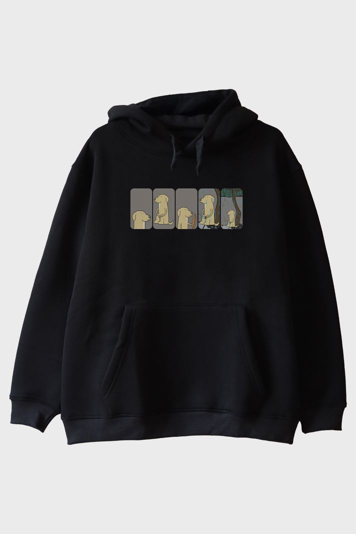 Sefalet Köpek Döngüsü Siyah Hoodie ön görsel