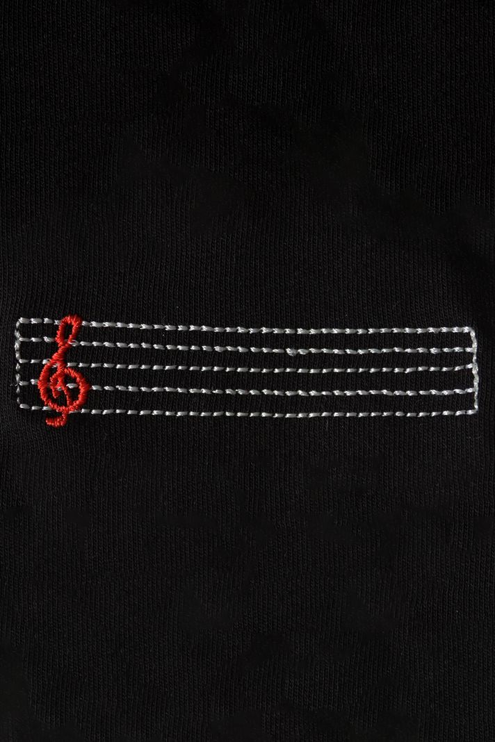 Porte Desenli Nakış Müzik Hoodie