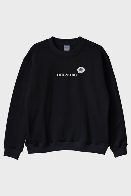 IDK & IDC Siyah Bisiklet Yaka Sweatshirt