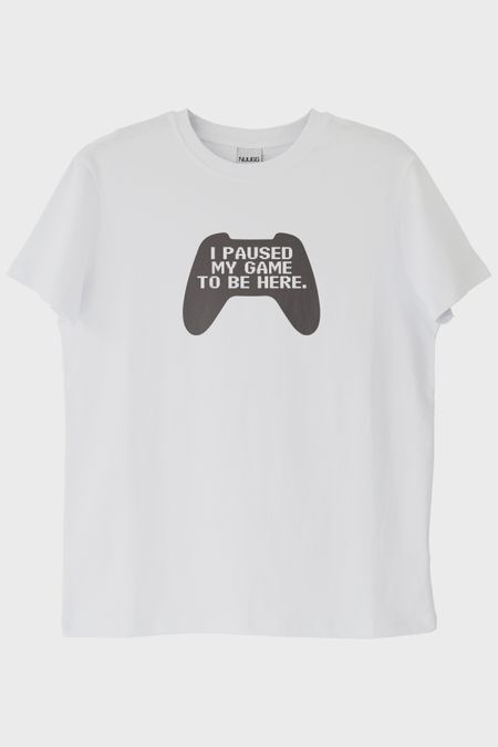 I Paused My Game Beyaz Tişört Oyun Kumandası Tasarımı