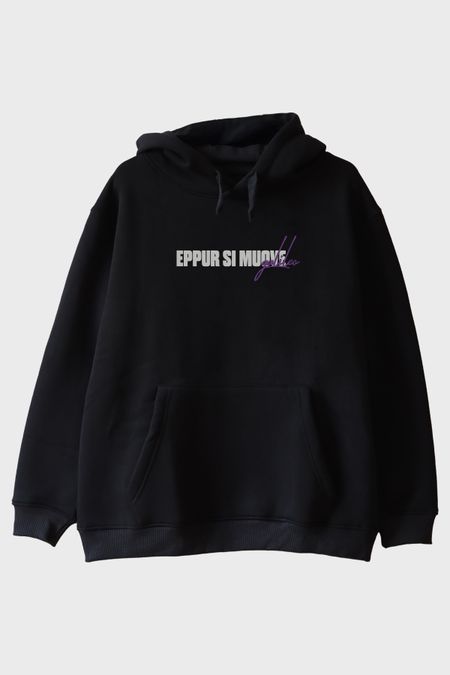 Eppur Si Muove Siyah Hoodie