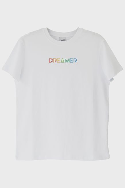 Dreamer Renkli Yazılı Beyaz Tişört
