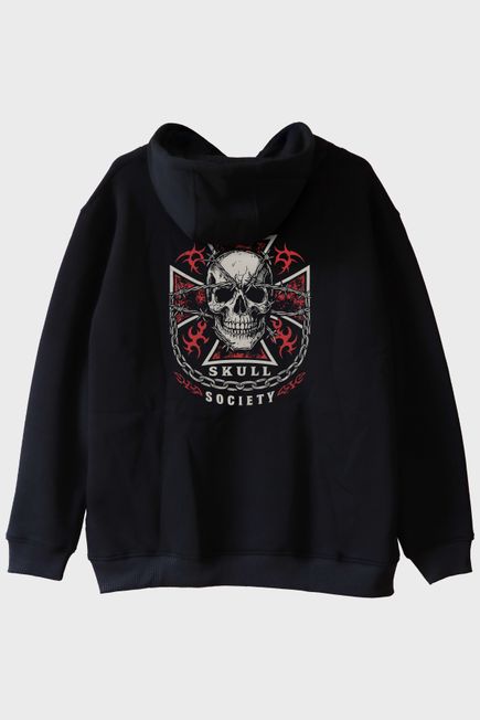 Skull Society Kafatası Tasarımlı Siyah Hoodie