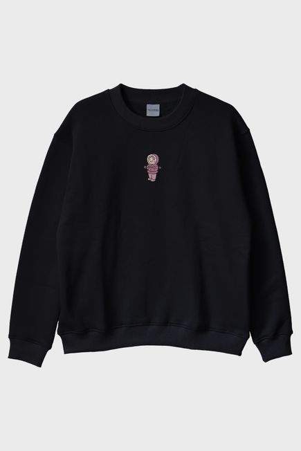 Kış Modu ON Siyah Bisiklet Yaka Sweatshirt