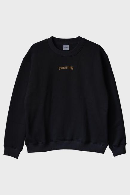 Sarı Evolution Nakışlı Bisiklet Yaka Sweatshirt