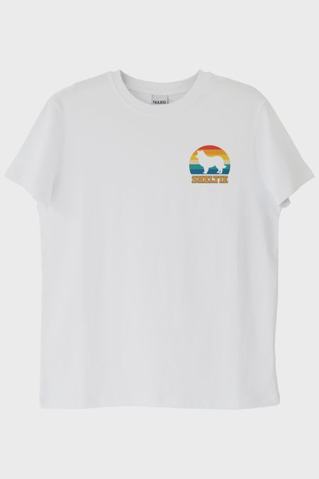 Sheltie Baskılı Retro Köpek Tasarımlı Beyaz Tişört