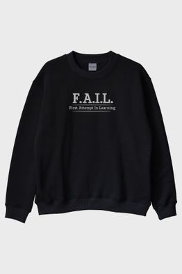 FAIL Motivasyon Siyah Bisiklet Yaka Sweatshirt