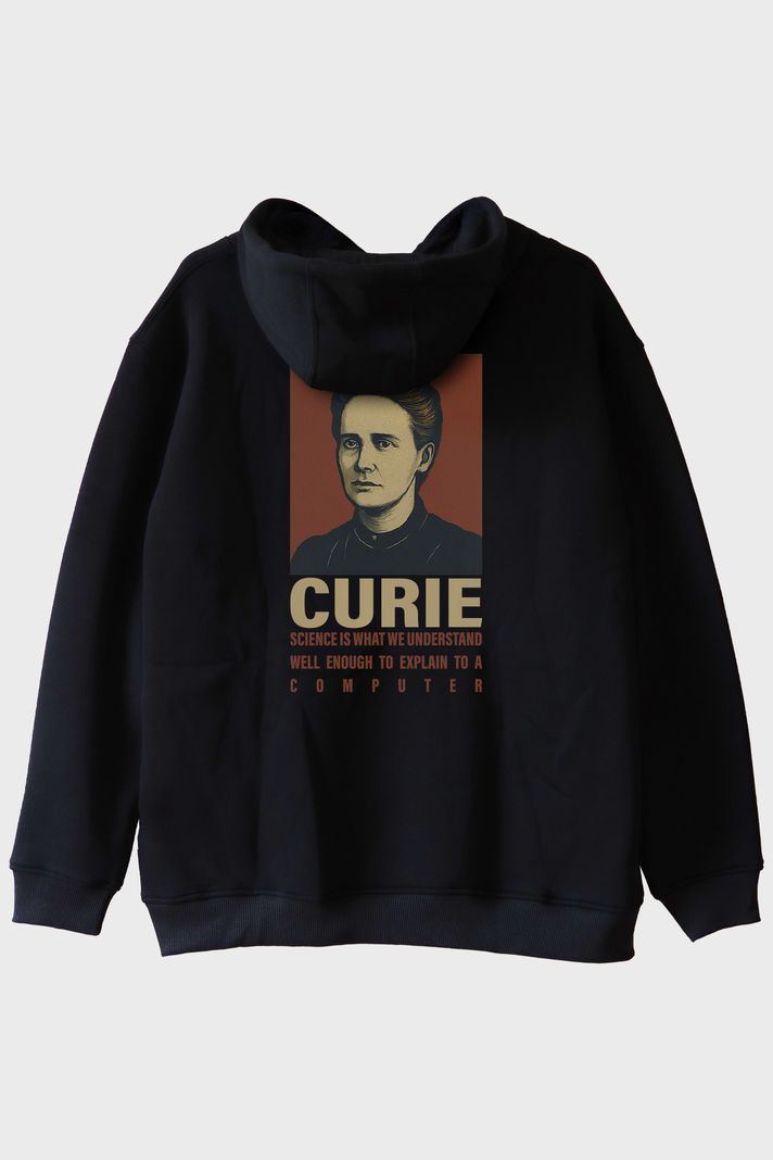 Curie Bilimsel Alıntı Siyah Hoodie