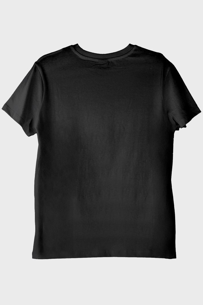 Çift Silüeti Desenli Nakış Siyah T-Shirt - Sevgililer Günü Hediyesi