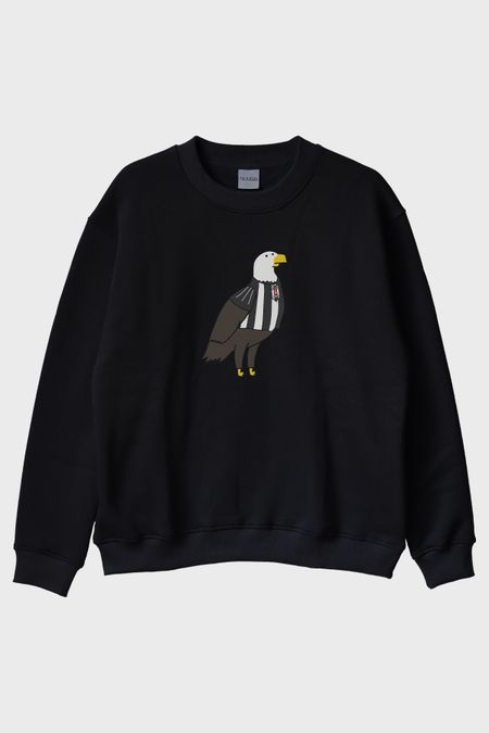 Beşiktaşlı Kartal Siyah Bisiklet Yaka Sweatshirt